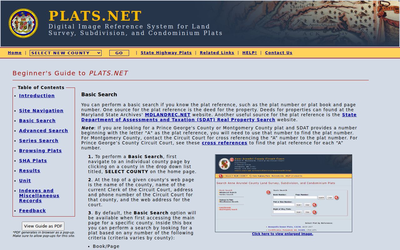 Suitland public records search through Maryland PLATS.NET